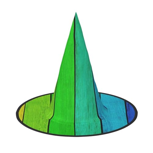 ZWLPNZZD Regenbogenfarbener Holzhintergrund), bedruckter faltbarer Halloween-Hut, Urlaub, Kostüm, Kappe, Cosplay, Party, Hexenhüte, 3 Stück von ZWLPNZZD