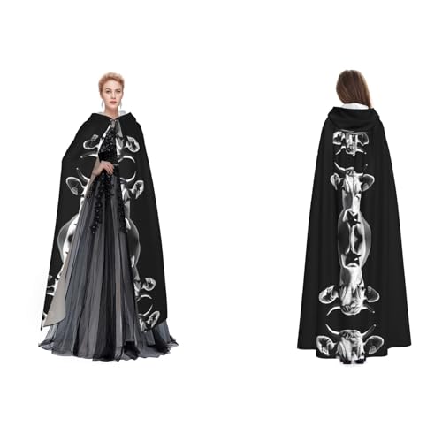 ZWLPNZZD Schwarz-weißer Umhang mit Kuh-Druck, lang und bequem für Halloween, Rollenspiele und mehr ZWLPNZZD Schwarz-weißer Umhang mit Kuh-Druck, lang und bequem für Halloween, Rollenspiele und mehr von ZWLPNZZD