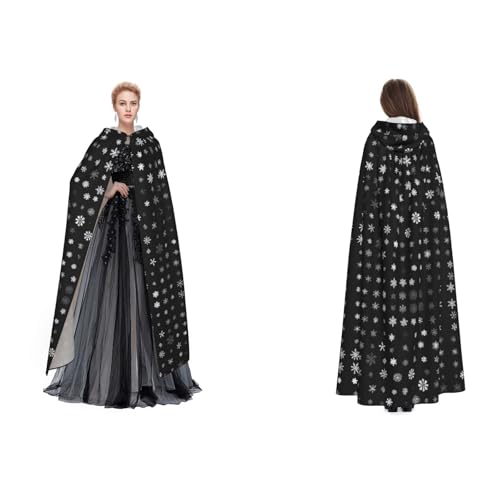 ZWLPNZZD Schwarzer und weißer Kapuzenumhang mit großem Schnee-Druck, lang und bequem, für Halloween, Rollenspiele und mehr ZWLPNZZD Schwarzer und weißer Kapuzenumhang mit großem Schnee-Druck, lang und bequem, für Halloween, Rollenspiele und mehr von ZWLPNZZD
