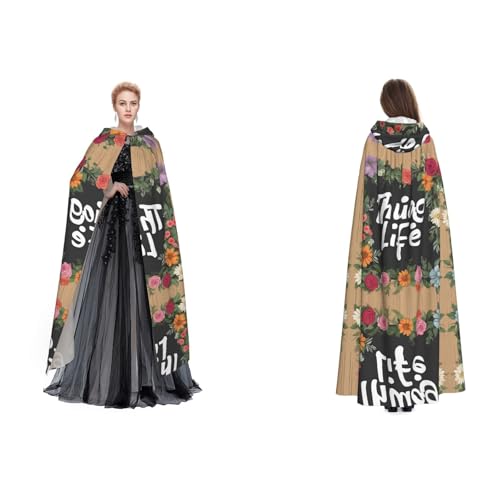 ZWLPNZZD Thug Life Kapuzenumhang mit Blumendruck, lang und bequem, für Halloween, Rollenspiele und mehr ZWLPNZZD Thug Life Kapuzenumhang mit Blumendruck, lang und bequem, für Halloween, Rollenspiele und mehr von ZWLPNZZD