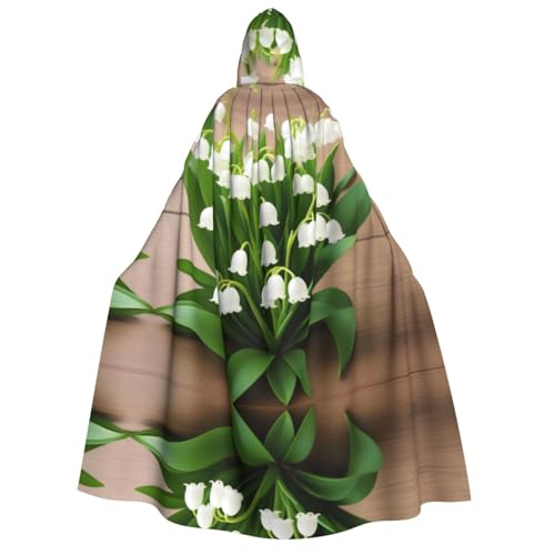 ZWLPNZZD Umhang mit Kapuze (Lilies of the Valley) bedruckt, lang und bequem für Halloween, Rollenspiele, Party, Cosplay, Herren und Damen von ZWLPNZZD
