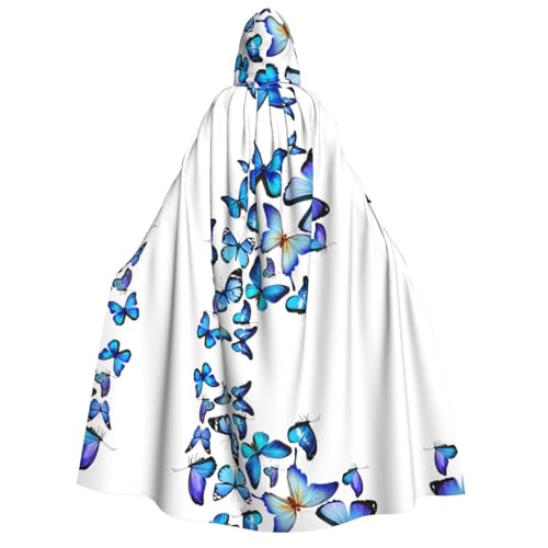 ZWLPNZZD Umhang mit Kapuze (blauer Schmetterling), lang und bequem, für Halloween, Rollenspiele, Party, Cosplay, Herren und Damen von ZWLPNZZD