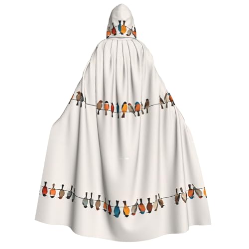 ZWLPNZZD Umhang mit Kapuze (bunter Vogel), lang und bequem, für Halloween, Rollenspiele, Party, Cosplay, Herren und Damen von ZWLPNZZD