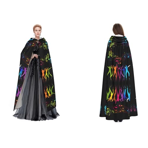 ZWLPNZZD Umhang mit Kapuze mit Musikdruck, lang und bequem, für Halloween, Rollenspiele und mehr, Schwarz, Einheitsgröße ZWLPNZZD Umhang mit Kapuze mit Musikdruck, lang und bequem, für Halloween, Rollenspiele und mehr, Schwarz, Einheitsgröße von ZWLPNZZD