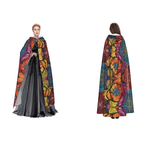 ZWLPNZZD Umhang mit Kapuze und Blumenmuster, lang und bequem, für Halloween, Rollenspiele und mehr von ZWLPNZZD