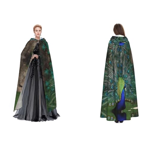 ZWLPNZZD Umhang mit Kapuze und Pfauenfeder-Druck, lang und bequem, für Halloween, Rollenspiele und mehr, Schwarz, Einheitsgröße ZWLPNZZD Umhang mit Kapuze und Pfauenfeder-Druck, lang und bequem, für Halloween, Rollenspiele und mehr, Schwarz, Einheitsgröße von ZWLPNZZD