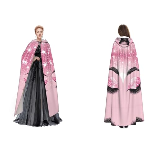 ZWLPNZZD Umhang mit Kapuze und Wimpernaufdruck, lang und bequem, für Halloween, Rollenspiele und mehr, Schwarz, Einheitsgröße von ZWLPNZZD