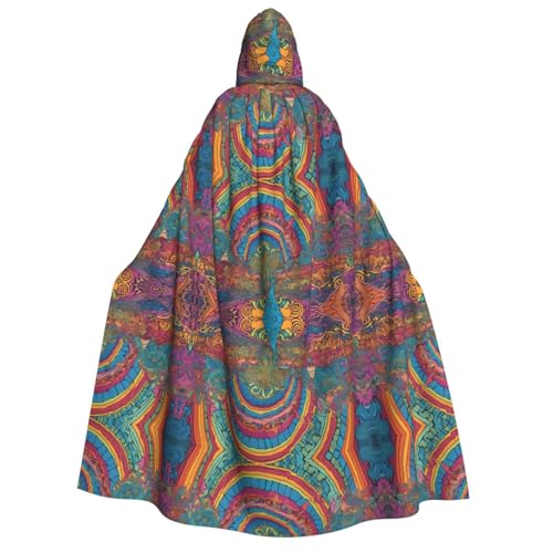 ZWLPNZZD Umhang mit abstraktem Pilzmotiv, buntes Mandala-Druck, lang und bequem, für Halloween, Rollenspiele, Party, Cosplay, Herren und Damen von ZWLPNZZD