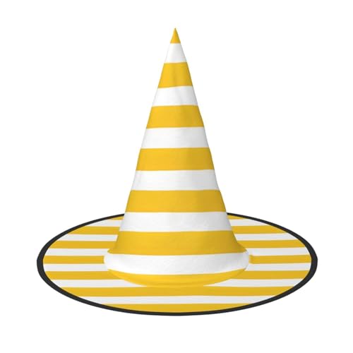 ZWLPNZZD Zitronenschale, gelbe Streifenmuster) bedruckter faltbarer Halloween-Hut Urlaub Kostüm Kappe Cosplay Party Hexenhüte 1 von ZWLPNZZD