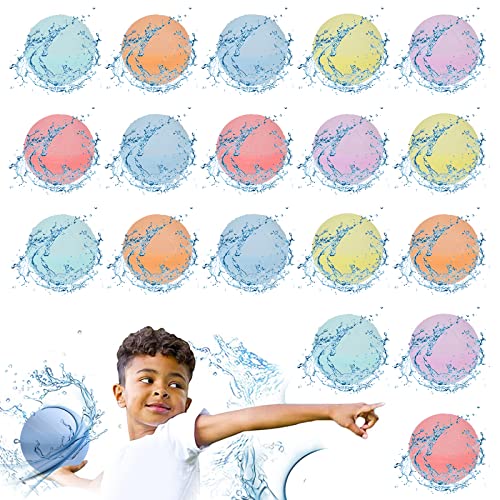 ZWOOS 18 Stück Wasserbomben Wiederverwendbar, Schnell Befüllbare Silikon Wasserball für Kinder Erwachsene, Wiederverwendbare Wasserbomben für Wasserpark, Party, Pool, Familienspiel von ZWOOS
