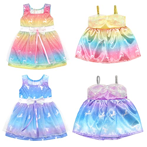 ZWOOS 4er-Pack Puppenkleidung für BabyPuppen 35-43 cm, Kleid im Einhorn-Stil, kompatibel mit Baby Born, Baby Annabell und mehr von ZWOOS