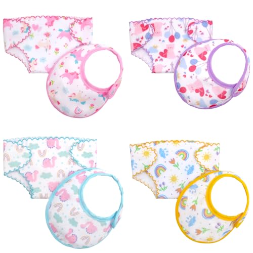 ZWOOS 8-TLG Puppenlätzchen und Windeln für Baby Puppen, Süßes Zubehör für Puppen 30-43 cm ZWOOS 8-TLG Puppenlätzchen und Windeln für Baby Puppen, Süßes Zubehör für Puppen 30-43 cm von ZWOOS