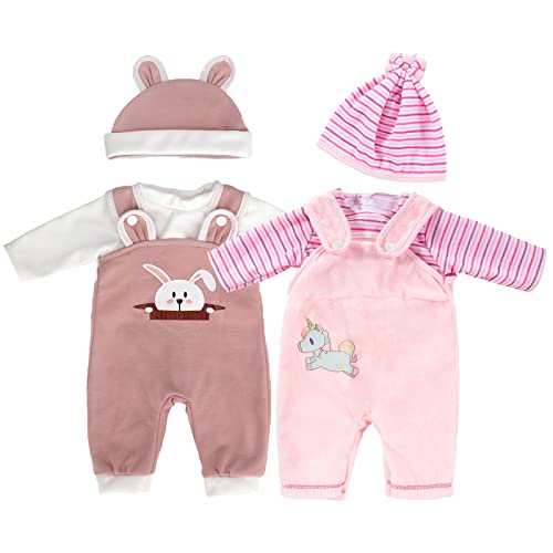 ZWOOS Puppenkleidung für Babypuppen 35-43 cm, süßes Outfit mit Hut kompatibel mit Baby Born, Baby Annabell und mehr, 2er-Pack von ZWOOS