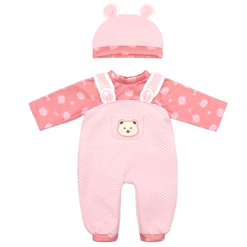 ZWOOS Puppenkleidung für Babypuppen 50-55 cm, Rosa Kleiner Bär Outfit kompatibel mit New Born Baby Puppen von ZWOOS