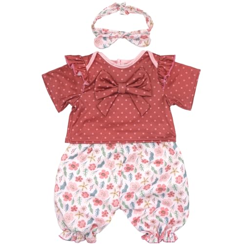 ZWOOS Puppenkleidung für Babypuppen 50-55 cm, süßes Baumwolle Outfit kompatibel mit Reborn und mehr (Blumenoutfit) von ZWOOS