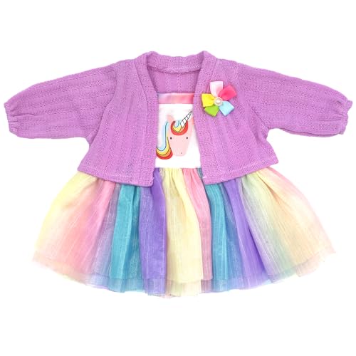 ZWOOS Puppenkleidung für Babypuppen 50-55 cm, süßes Baumwolle Outfit kompatibel mit Reborn und mehr (Einhorn) von ZWOOS