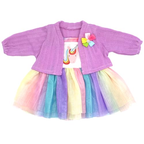 ZWOOS Puppenkleidung für Babypuppen 50-55 cm, süßes Baumwolle Outfit kompatibel mit Baby Puppen, Geschenke für Mädchen, Kinder(Einhorn) von ZWOOS