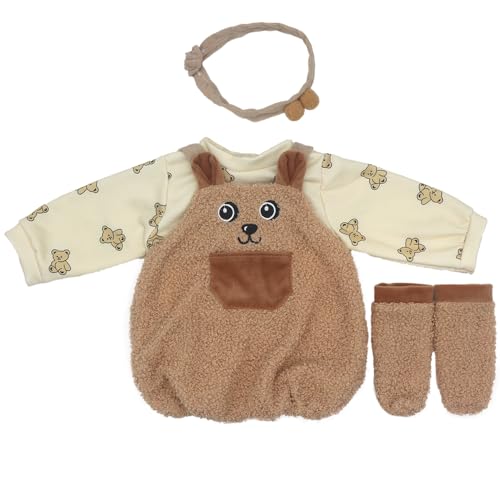 ZWOOS Puppenkleidung für Babypuppen 50-55 cm, süßes Baumwolle Outfit kompatibel mit Reborn und mehr (Glücklicher Bär) von ZWOOS