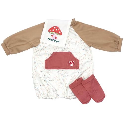 ZWOOS Puppenkleidung für Babypuppen 50-55 cm, süßes Baumwolle Outfit kompatibel mit Reborn und mehr (Pilz) von ZWOOS