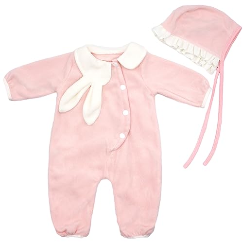 ZWOOS Puppenkleidung für Babypuppen 50-55 cm, süßes Baumwolle Outfit kompatibel mit Reborn und mehr (Pink Rabbit) von ZWOOS
