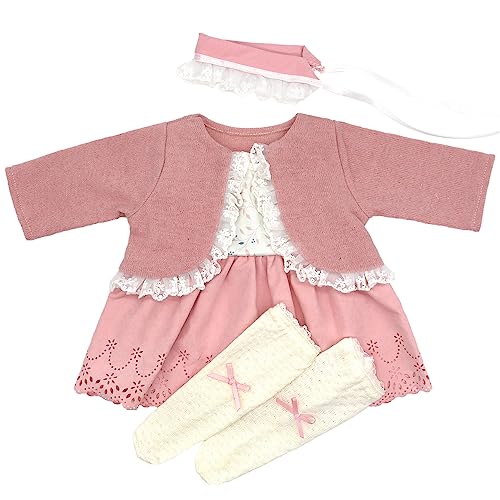 ZWOOS Puppenkleidung für Babypuppen 50-55 cm, süßes Baumwolle Outfit kompatibel mit Reborn und mehr (Rosa Pfirsich) von ZWOOS