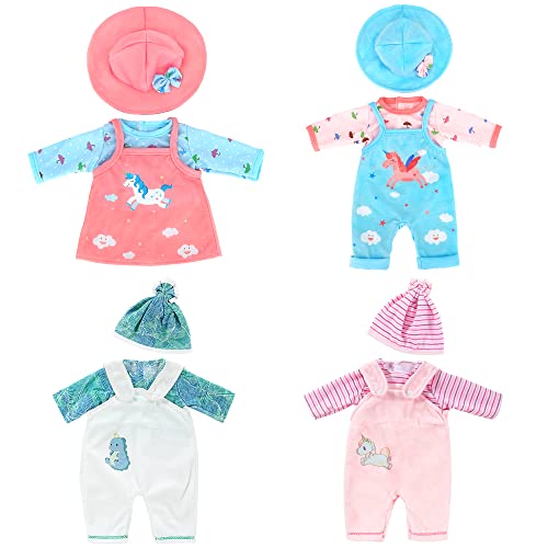 ZWOOS Puppenkleidung für New Born Baby Puppen 35-43 cm, Geschenke für Mädchen, Kinder, 4er-Pack von ZWOOS