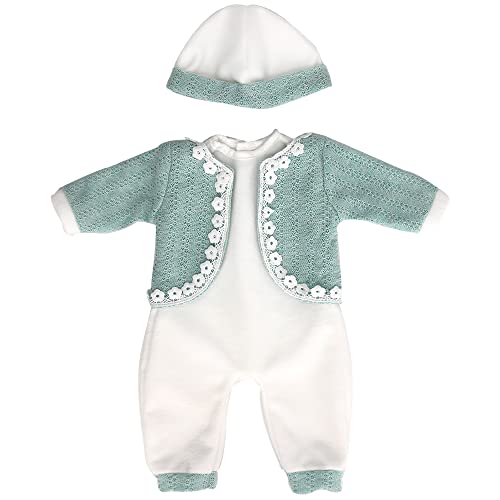 ZWOOS Puppenkleidung für New Born Baby Puppen 35-43 cm, niedlich Wolle Outfit mit Hut kompatibel mit Baby Born, Baby Annabell, Nenuco und Mehr (Grün) von ZWOOS