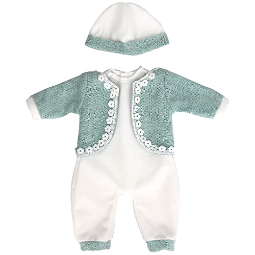 ZWOOS Puppenkleidung für Babypuppen 35-43 cm, Grün Süßes Outfit mit Hut kompatibel mit New Born Baby, Puppen, Geschenke für Mädchen, Kinder von ZWOOS