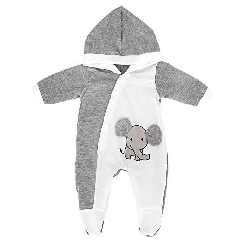 ZWOOS Puppenkleidung für New Born Babypuppen, Pyjama mit Kapuze für Puppen 35-43 cm (Grauer Elefant) von ZWOOS