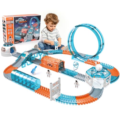 ZWOOS Raum Rennstrecken Track Spielzeugautos Set, 232 pcs Flexible Autorennbahn Kinder mit 1pcs Elektroauto, 2 Astronautenpuppen, Weltraumthema Car Track für 3 4 5 6 Jahre alt Jungen Mädchen ZWOOS Raum Rennstrecken Track Spielzeugautos Set, 232 pcs Flexible Autorennbahn Kinder mit 1pcs Elektroauto, 2 Astronautenpuppen, Weltraumthema Car Track für 3 4 5 6 Jahre alt Jungen Mädchen von ZWOOS