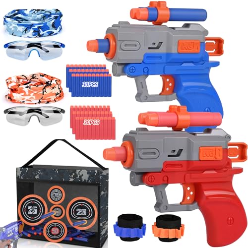 ZWOOS Schaumstoffdart-Blaster Set mit 2 Blastern 80 Darts & 2 SchutzbrilleAgility Blaster Pinpoint Blasters Leichtbauweise für Dynamik Infinite Blasters Komplettset für Indoor/Outdoor Action von ZWOOS