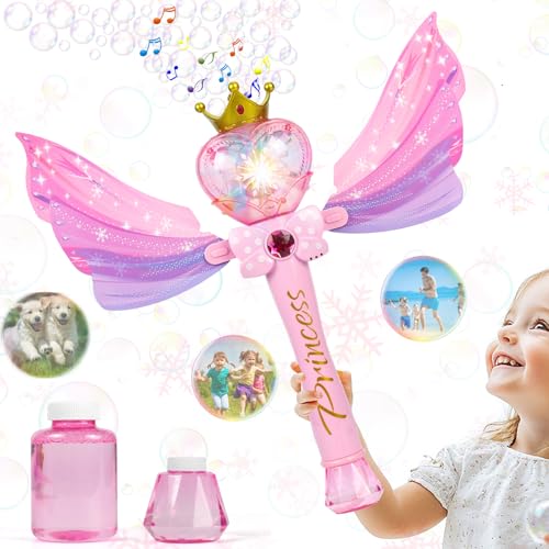 ZWOOS Seifenblasenmaschine Kinder, Bubble Machine mit 130ML Seifenblasen, Prinzessinnen Themen, Musik und Licht Zauberstab für Geburtstag/Party/Hochzeit ZWOOS Seifenblasenmaschine Kinder, Bubble Machine mit 130ML Seifenblasen, Prinzessinnen Themen, Musik und Licht Zauberstab für Geburtstag/Party/Hochzeit von ZWOOS