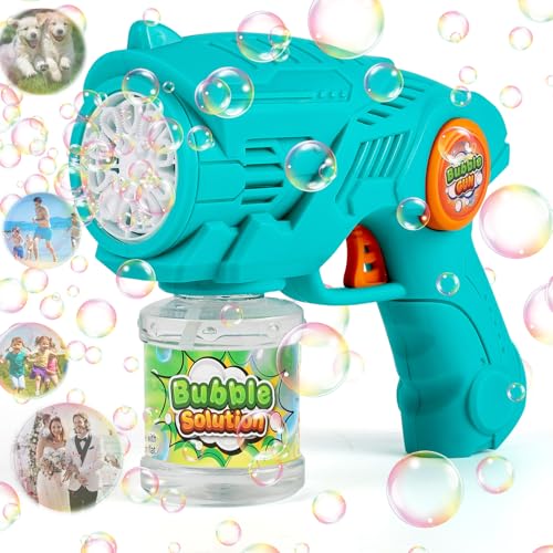 ZWOOS Seifenblasenpistole Elektrische, Seifenblasenmaschine Kinder mit 110ml Seifenblasenlösung, Bubble-Pistole aufladbar, Bubble Gun für Geburtstag/Party/Hochzeit(Blau) von ZWOOS