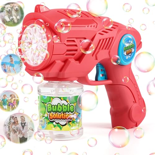 ZWOOS Seifenblasenpistole Elektrische, Seifenblasenmaschine Kinder mit 110ml Seifenblasenlösung, Bubble-Pistole aufladbar, Bubble Gun für Geburtstag/Party/Hochzeit(Rosa) von ZWOOS