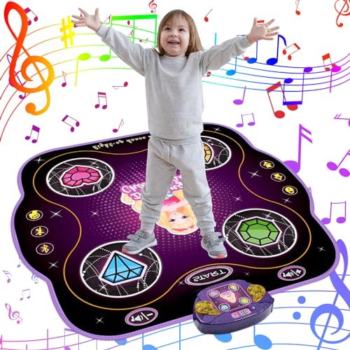 ZWOOS Tanzmatte für Kinder ab 3-12+ Jahre, Beleuchtete Tanzmatte Spielzeug Kinder mit Bluetooth, Elektronisch Musik Tanzpad Geschenke für Mädchen ab 3 4 5 6 7 8 9 10+ Jahren von ZWOOS