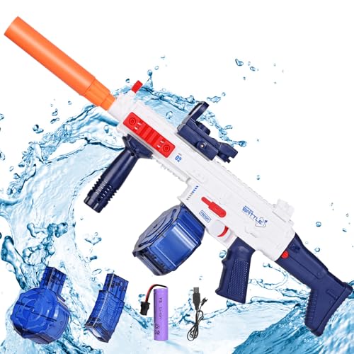 ZWOOS Wasserpistole Elektrisch, Wasserspritzpistole für Erwachsene Kinder, Automatische Watergun mit Doppelten Wassertank, Spritzpistole Große Reichweite 7-10 m, Sommer Strand Freien Schwimmbad Party von ZWOOS