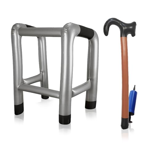 Aufblasbare Gehhilfe+Aufblasbarer Spazierstock, Aufblasbare Gehhilfe und Gehstock Set zum Karneval/Fasching, Kostümzubehör für Karneval, Gehhilfen Oma Kostüm für Ihr Kostüm als Oma oder Opa Aufblasbare Gehhilfe+Aufblasbarer Spazierstock, Aufblasbare Gehhilfe und Gehstock Set zum Karneval/Fasching, Kostümzubehör für Karneval, Gehhilfen Oma Kostüm für Ihr Kostüm als Oma oder Opa von ZWQLZG