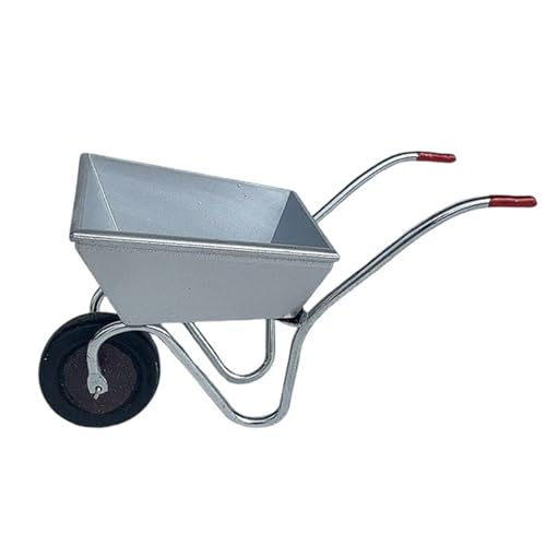 1/12 Miniatur-Garten-Handwagen für den Außenbereich, dekoratives Eisen-Bauernhof-Diagramm für realistische Bauernhof-Display-Szene, Dekoration, Outdoor-Garten, Puppenhaus-Zubehör von ZWTPGKRD
