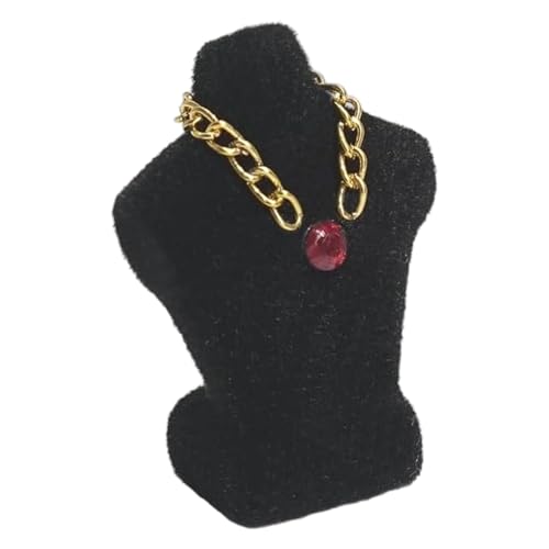 1/12 Miniatur-Schmuck-Schaufensterpuppe mit abnehmbarer Halskette für Boutique-Geschäft, Puppenhaus, Landschaftsrequisiten, Schmuckhalter, Schaufensterpuppe für Puppenhaus von ZWTPGKRD