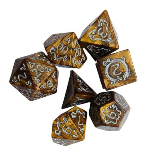 7 luxuriöse Acrylwürfel mit Drachen-Designs, hohe Haltbarkeit, polyedrische Würfel für verbessertes Spielen von ZWTPGKRD