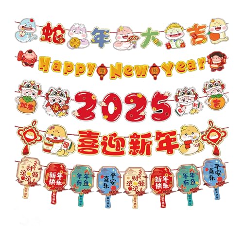 Elegantes Neujahrsbanner Set Frühlingsfest Papierzug Flaggen Hängende Ornament Cartoon Charaktere Girlanden für Tür Jahr der Schlange Partyzubehör Elegantes Neujahrsbanner Set Frühlingsfest Papierzug Flaggen Hängende Ornament Cartoon Charaktere Girlanden für Tür Jahr der Schlange Partyzubehör von ZWTPGKRD