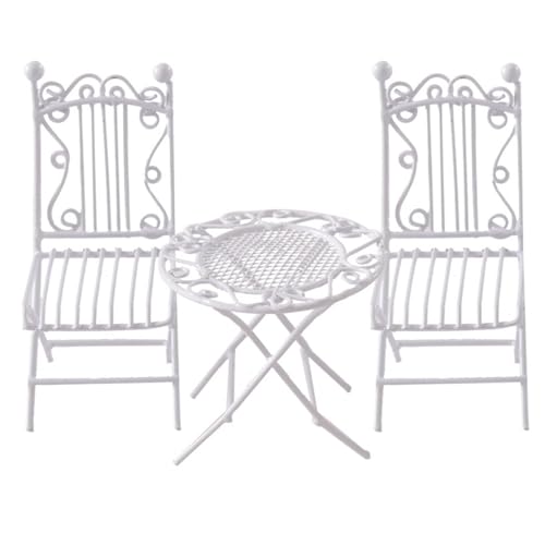 Miniatur-Puppenhäuser, Möbel, Eisen, Tisch und Stuhl-Set, Modellfigur zum Basteln, Garten, Bistro-Szene Miniatur-Puppenhäuser, Möbel, Eisen, Tisch und Stuhl-Set, Modellfigur zum Basteln, Garten, Bistro-Szene von ZWTPGKRD