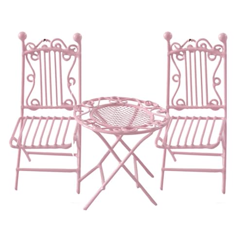 Miniatur-Puppenhäuser, Möbel, Eisen, Tisch und Stuhl-Set, Modellfigur zum Basteln, Garten, Bistro-Szene Miniatur-Puppenhäuser, Möbel, Eisen, Tisch und Stuhl-Set, Modellfigur zum Basteln, Garten, Bistro-Szene von ZWTPGKRD