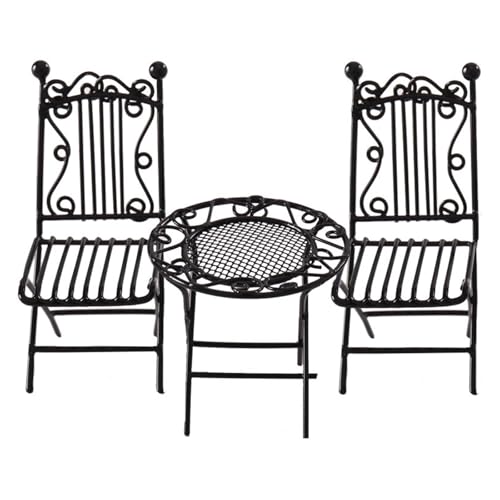Miniatur-Puppenhäuser, Möbel, Eisen, Tisch und Stuhl-Set, Modellfigur zum Basteln, Garten, Bistro-Szene Miniatur-Puppenhäuser, Möbel, Eisen, Tisch und Stuhl-Set, Modellfigur zum Basteln, Garten, Bistro-Szene von ZWTPGKRD