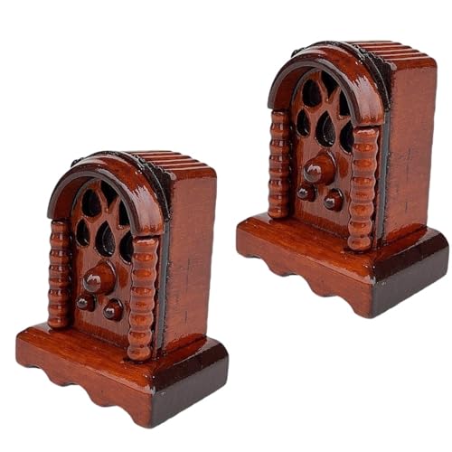 Miniatur-Radio aus Holz mit Mahagoni-Finish für Puppenhaus Wohnzimmer Zubehör und Modell-Szeneneinstellung Display Requisiten Puppenhaus Miniatur-Radio von ZWTPGKRD