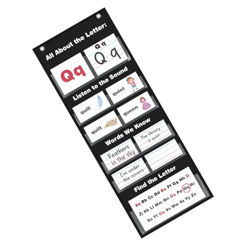 Visuelles Buchstabendiagramm für Kleinkinder, Vorschüler, mit transparenten Taschen, löschbare Karten für Klassenzimmer, Zuhause, Schule, Nylon-Taschendiagramm von ZWTPGKRD