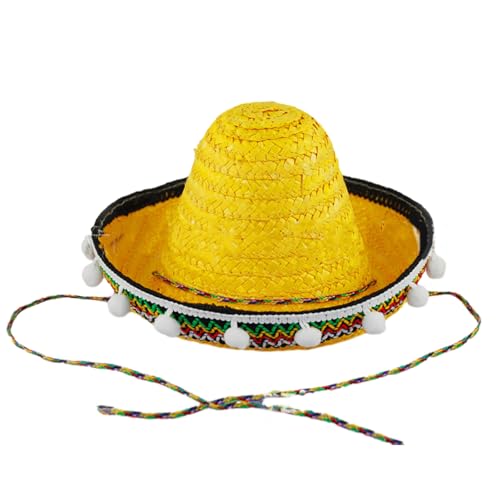 ZWTPGKRD Mexicanos Sombrero Hut, handgefertigter Strohhut, hawaiianische Stile Dress Up Requisiten Strohhut mit weißen Pompons ZWTPGKRD Mexicanos Sombrero Hut, handgefertigter Strohhut, hawaiianische Stile Dress Up Requisiten Strohhut mit weißen Pompons von ZWTPGKRD