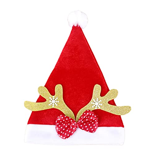 ZWTPGKRD Roter Weihnachtshut mit Rentiergeweih für Kinder, Erwachsene, goldener Samt, Stirnband, Urlaub, Persönlichkeit, Hut Kostüm von ZWTPGKRD