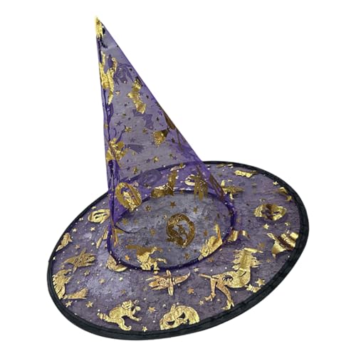 ZWTPGKRD Verstellbarer Hexenhut, 33 cm hoch, spitz, Halloween-Partyhut, Unisex-Kostüm-Zubehör für Erwachsene, Kinder, Cosplay, Kostümzubehör, 5 Stück von ZWTPGKRD