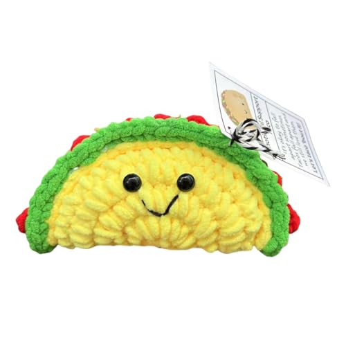 ZWTPGKRD Weiche Häkel-Taco-Puppen, beruhigende Handarbeit, gestricktes Spielzeug für emotionale Unterstützung, Ermutigung, Ornament, Cartoon-Puppen von ZWTPGKRD